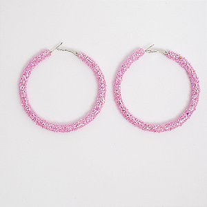 Brinco de Argola Glitter - Rosa Rôse