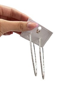 Argola Strass Folheada a Prata - Tamanho G