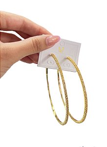 Argola Strass Folheada a Ouro - Tamanho G