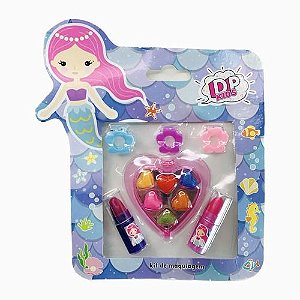 Estojo De Maquiagem Infantil Coração SEREIA ROSA COM AZUL- DAPOP KIDS