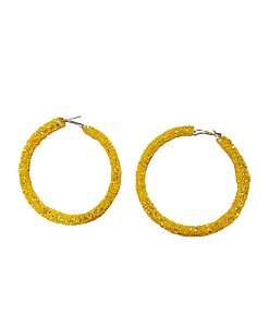 Brinco de Argola Glitter - Amarelo