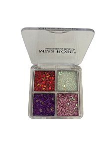 Quarteto de Glitter Vermelho, furta-cor, Lilás e rosa   - Miss Rôse