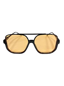 ÓCULOS AVIADOR QUADRADO PRETO 143  (lente laranja)