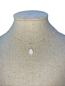 COLAR  FOLHEADO PRATA GOTA CRAVEJADA - C3