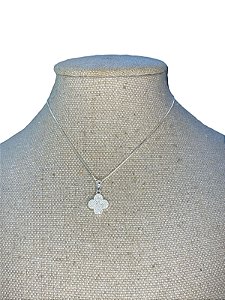 COLAR  FOLHEADO PRATA CORAÇÃO  CRAVEJADO - C6