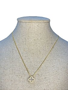 COLAR  DOURADO TREVO TRANSPARENTE -C25