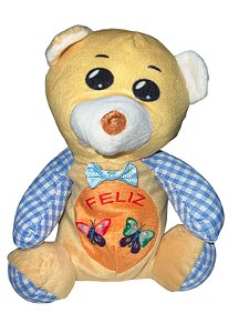 Pelúcia -Urso xadrez feliz