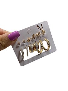 CARTELA DE BRINCOS 6 PARES- I9- DOURADO