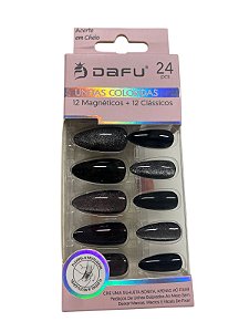 UNHA POSTIÇA -PRETA BRILHANTE- UP31-1- DAFU(CAIXA ROSA)