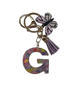 CHAVEIRO LILÁS LETRA G - (pingente borboleta)