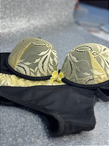 Conjunto de Lingerie | PRETO COM AMARELO