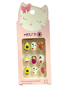 Unha postiça infantil (Abacate)- Caixa Rosa | Meily’s