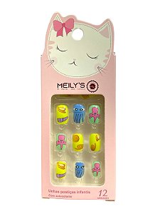 Unha postiça infantil (Polvo)- Caixa Rosa | Meily’s