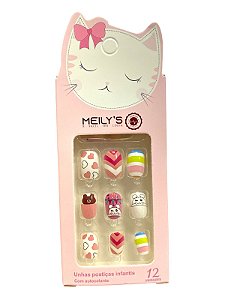 Unha postiça infantil (ursinho)- Caixa Rosa | Meily’s