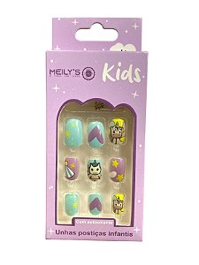 Unha postiça infantil (coração roxo)- Caixa Roxa | Meily’s