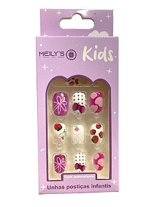 Unha postiça infantil (Morango)- Caixa Roxa | Meily’s