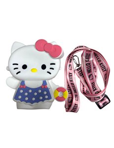 BOLSINHA HELLO KITTY - ROUPINHA AZUL COM BOLINHAS