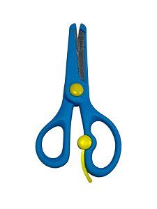 TESOURA ESCOLAR COM PONTA ARREDONDADA - AZUL COM AMARELO