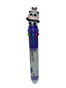 Caneta Escolar 10 Cores -Panda Sentado Com Panda| Roxo