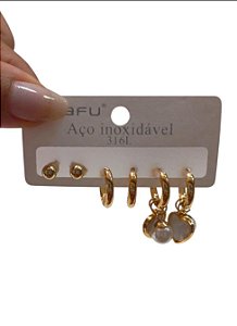 KIT DE BRINCO AC 2- DOURADO( BRANCA)
