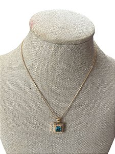 Colar Folheado Dourado Com Azul  - AK23