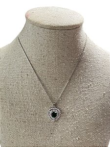 Colar Folheado Prata Com Pedra Verde- AK22