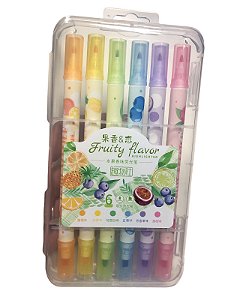 Kit de Marca Texto Duplo 6 Unidades - Frutas