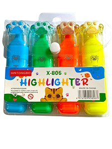 Kit de Marca Texto 4 Unidades - Patinha de Gato