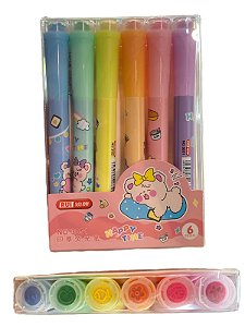 Kit de Marca Texto com Carimbo 6 Unidades - NO3051