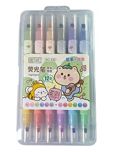 Kit de marca texto duplo 12 Cores - NO.938