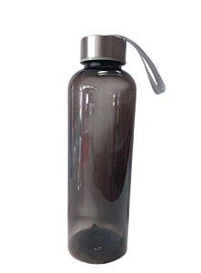 Garrafa de Plástico Preta com Tampa Cinza - 550ML