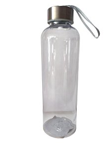 Garrafa de Plástico Transparente com Tampa Cinza - 550ML