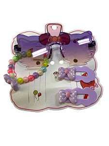 KIT INFANTIL GATINHA OCULOS + ACESSÓRIOS - LILÁS