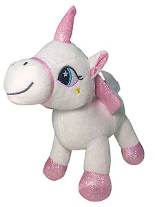 Pelúcia  - Unicórnio Branco com Rosa