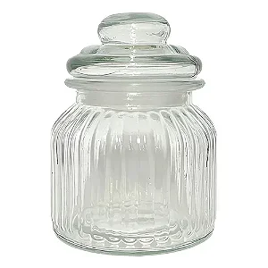 Pote Redondo Vidro Canelado 650ml Porta Doce