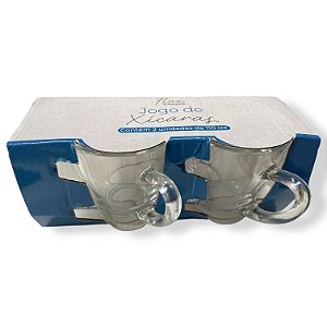 KIT COM 2 CANECAS DE VIDRO TRANSPARENTES 110 ML - FLASHGOODS