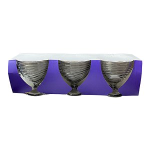 Kit 3 Taças para Sorvete 340ML - Preta Transparente
