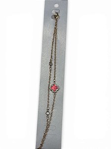 PULSEIRA DOURADA COM PEDRA VERMELHA - HJ21