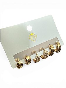 KIT DE BRINCOS DOURADO - HJ3
