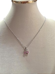 COLAR PRATA COM ROSA - HJ14