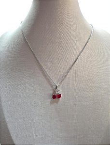 COLAR PRATA COM VERMELHO - HJ14