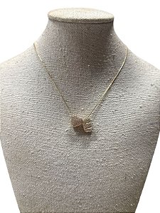 Colar Folheado - Dourado Coração | Letra E