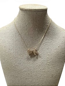 Colar Folheado - Dourado Coração | Letra K