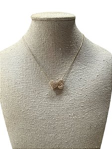 Colar Folheado - Dourado Coração | Letra S