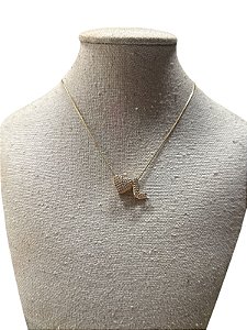 Colar Folheado - Dourado Coração | Letra L