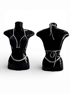 Biquíni Tamanho Único - Preto com Branco