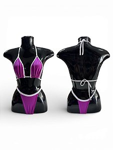 Biquíni Tamanho Único - Roxo com Branco