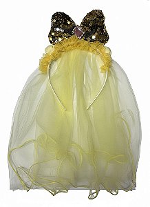 Diadema Laço e Tule - Amarelo