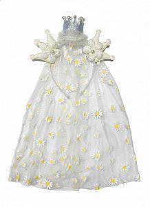 Diadema Coroa e Tule Margaridas - Branco