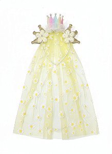 Diadema Coroa e Tule Margaridas - Amarelo